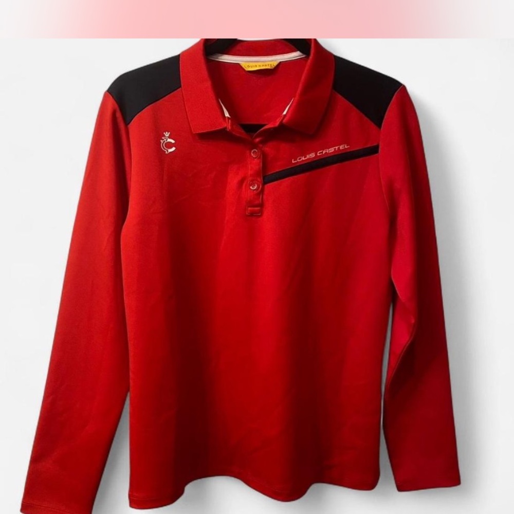 Red Louis Castel long sleeve polo shirt size 105